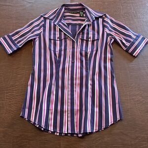 New York & Company Short Sleeve Button Down Blouse